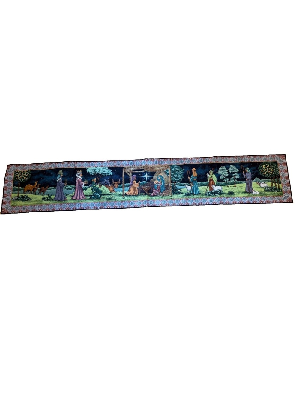 MWW Woven tapestry 1ST Christmas table runner 72”x13” Manual Woodworkers Weavers